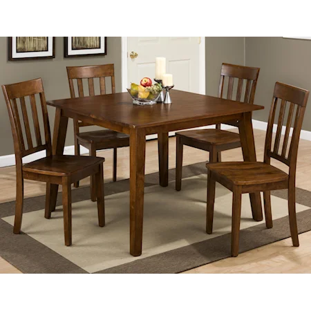 Square Table and 4 Chair Set (with Slat Back Chairs)